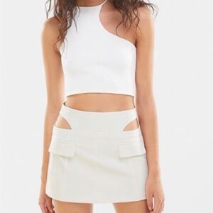 Bershka White Cut Out Skort with Pockets
